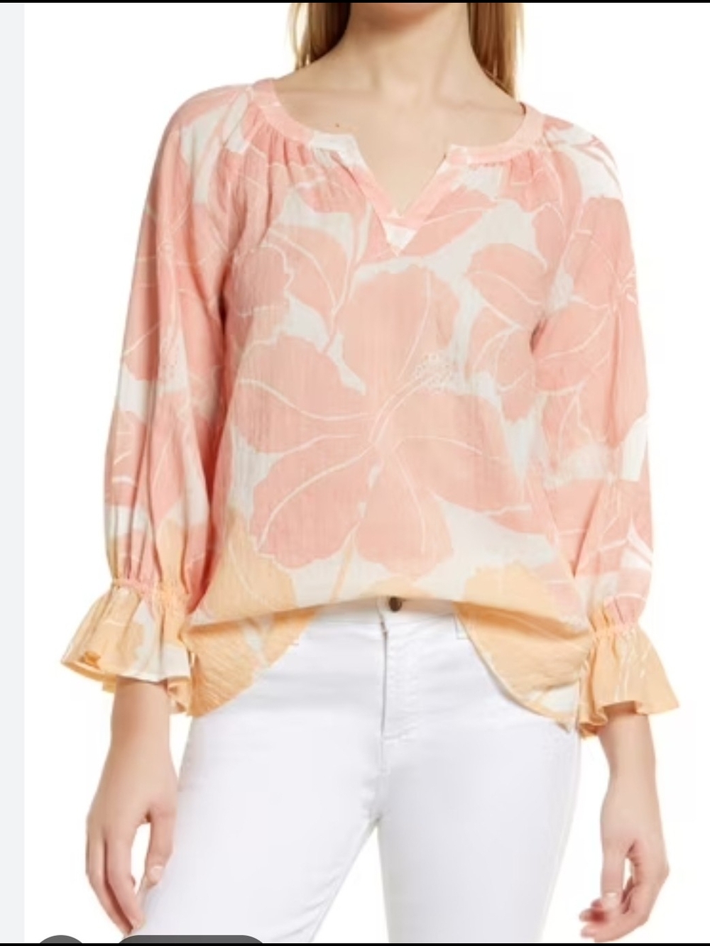 Tommy Bahama Coral Floral Ruffle-Sleeve Tunic